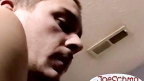 ”Attractive tattooed teen masturbates during an interview”