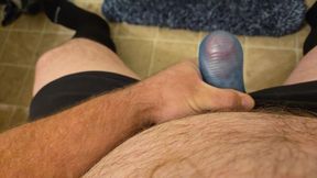 Jerking in bathroom