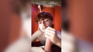 Youngster fellow deep-throats fake penis