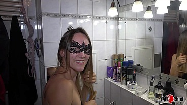 Sexy skinny girl first time private creampie gangbang cum swap clean up