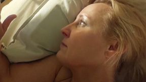 Amateur Blonde Mature Wife Enjoys Footjob and Body Worship