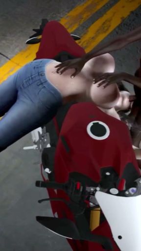 Hot chick on motor and black cock -Hentai 3D uncensored v386   Clip 1