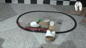 Small Train under hard wooden Mules