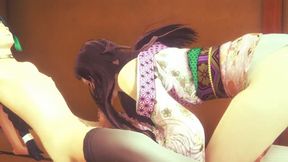 Yaoi Femboy Demon Slayer - Nezuko Femboy blowjob and penetrated in a tatami