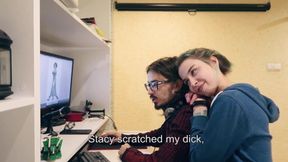 Stepsister seduces and deepthroats nerdy student