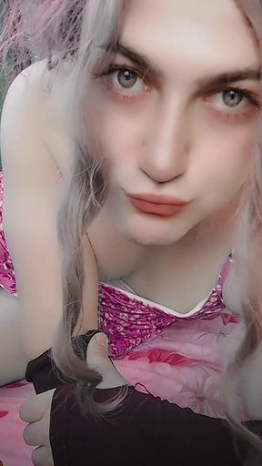 Without Hands Candy Ladyboy Babe Shemale Pre Cumming Masturbation Workout With Cute Legs
