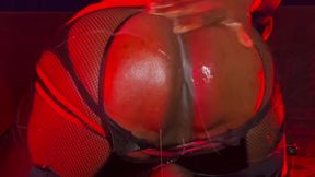 Juicy booty riding cone shaped dildo