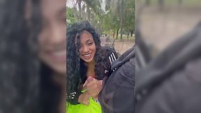 Horny slut really loves to give a blowjob in a public park