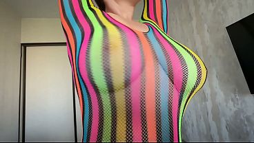 Beautiful neighbor with big tits does blowjob and titsfuck