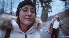 naughty snow vlog: a surprise guest with a real craving for cum