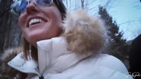 naughty snow vlog: a surprise guest with a real craving for cum