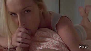 Morning wood gets blown by a hot young chick