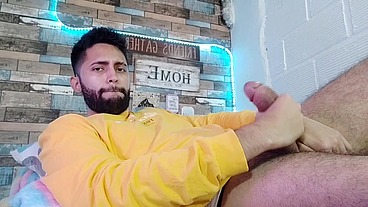 Jerking off, lots of precum, hard as rock and strong orgasm