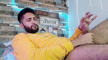 Jerking off, lots of precum, hard as rock and strong orgasm