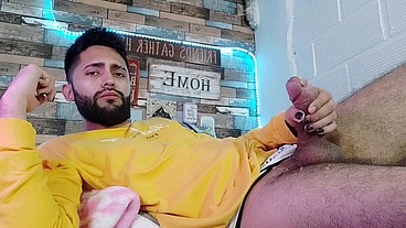Jerking off, lots of precum, hard as rock and strong orgasm