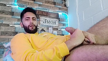 Jerking off, lots of precum, hard as rock and strong orgasm