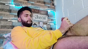 Jerking off, lots of precum, hard as rock and strong orgasm