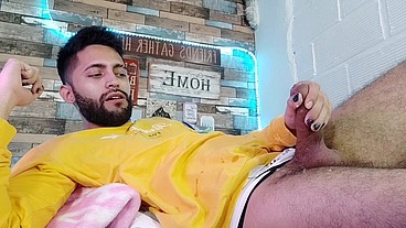 Jerking off, lots of precum, hard as rock and strong orgasm