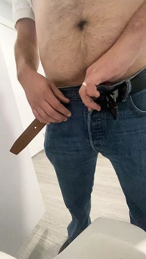 Public Bathroom Jerk and Cum