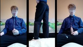 Teenage man money-shot on clothes