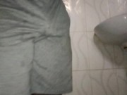 This young black stud is pissing handsfree wow... Dablackpee