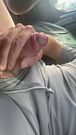 Cumshot mess public wank in car