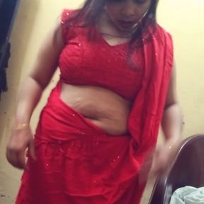 Cute bhabhi sexy👙red saree bedroom sex video