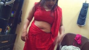 Cute bhabhi sexy👙red saree bedroom sex video