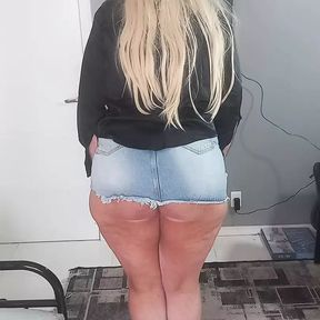 My ass in miniskirt with tan line