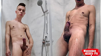 Pissing with an erection on yourself