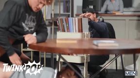 While At The College Library Jock Got His Dick Sucked By His Best Friend With Ryan Bailey And Felix Fox