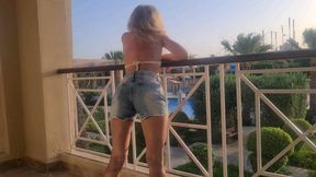 Tease you with my ass in jeans,masturbation on inflatable toy