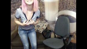 A Woman with a Pink Bleach Hair Wearing Stripes Shirt Webshow