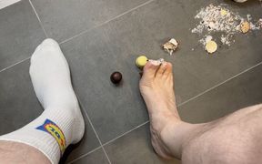 Food Crushing with White Lidl Socks