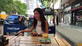 Hot professor buys student's panties then gets a fuck at public cafe