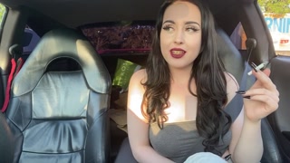 British babestation girl Smoking in the car! Getting weird looks for recording!