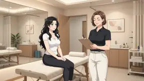 Therapist guides a sensual session of physical therapy