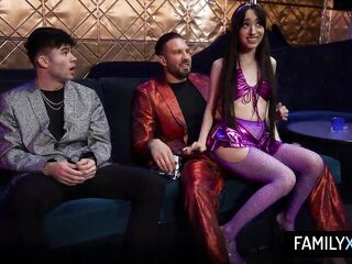 Hot Stripper Stepdaughter Screws With Stepdad And Stepbrother Just to Keep Her Secret