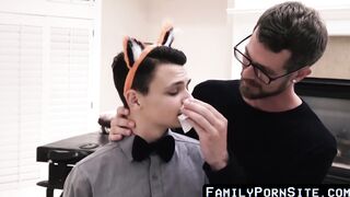 FamilyPornSite.com - Cock-hungry stepson's wild threesome with daddy and his buddy