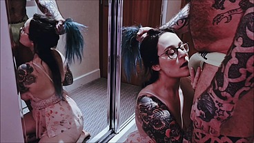 Deep throating Slut ElizabethHunny Takes on this Thick Cock
