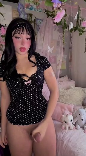 Hottie trans guy goes for a blowjob & trans lady shows off her curves