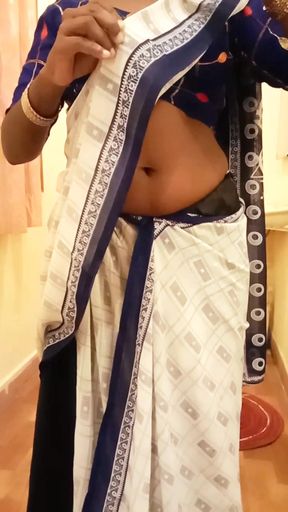 Desi Tamil Wife Renu Panties Body Show & Slow Saree Dressing Tease for Secret Bestie! Indianhotwifex