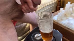 Cumshot into beer!
