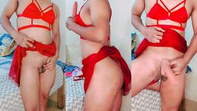 sissysimran - update #85 - sexy shemale in red lingerie - nov 04, 2024