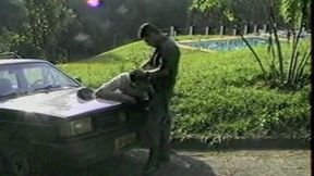 Submissed to leather boots of motorbiker