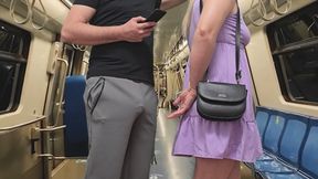 Watching how my wife is touched in public. She stroke stranger's erection on crowded subway
