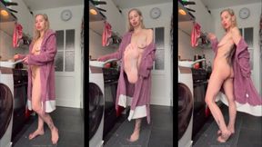 Chain Smoking eve 120 while cooking Nude in bathrobe barefoot