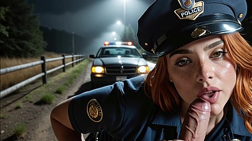 beautiful redhead policewoman is seduced by her patrol partner and since she had a lot of time without fucking, she can't miss the opportunity to do it, porn in Spanish