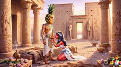 Egyptian cosplay sex Abacaxi lifts Moranguete’s dress to eat her pussy and ass