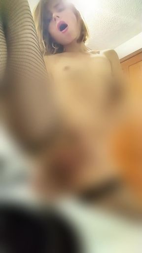 Naked girl rides a dildo for real orgasms